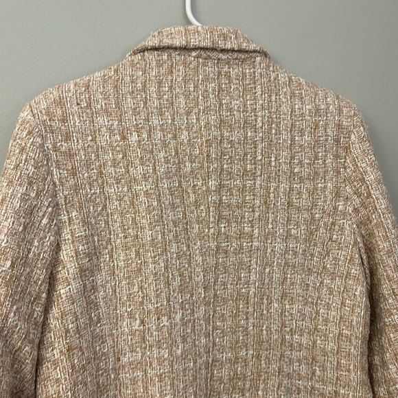 Pink & Cream Tweed Double Breasted Blazer Faux Pearl Buttons size Medium - Picture 9 of 11
